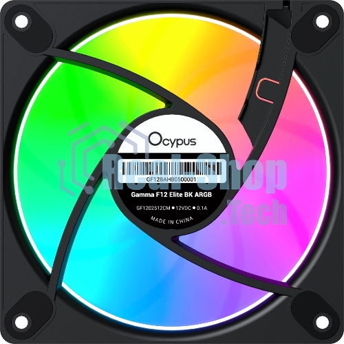 Вентилятор для корпуса Ocypus Gaммa F12 Elite BK ARGB 3 IN 1, 120x120x25мм, 4-PIN PWM, 600-1800 RPM, 26 DBA MAX, HYDRO BEARING