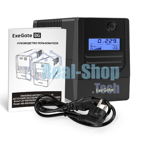 Источник бесперебойного питания ExeGate Smart LB-800.LCD.AVR.4C13 (800VA/480W, LCD, AVR, 4*C13, батарея 12V 9Ah, Black)