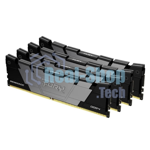 Оперативная память Kingston Fury Renegade, DDR4, 32Gb (4x8GB), 3200MHz, CL16, DIMM, с радиатором, черный