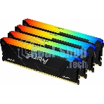 Оперативная память Kingston Fury Beast, DDR4, 32GB (4x8GB), 3200MHz, CL16, DIMM, с радиатором, RGB, черный