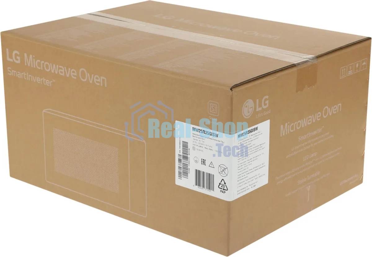 Микроволновая печь LG MW25R35GISW белый/черный, 25 л, 1000 Вт, переключатели - сенсор