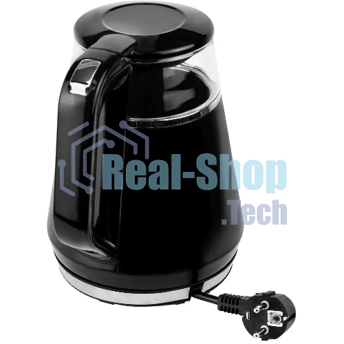 Чайник Centek CT-0019, 1100 Вт, стекло, черный и серебристый