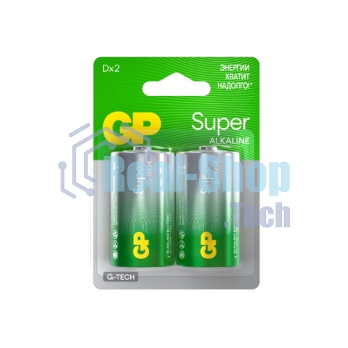 Алкалиновые батарейки GP Super Alkaline G-Tech 13А типоразмера D - 2 шт. на блистере (2 шт.)