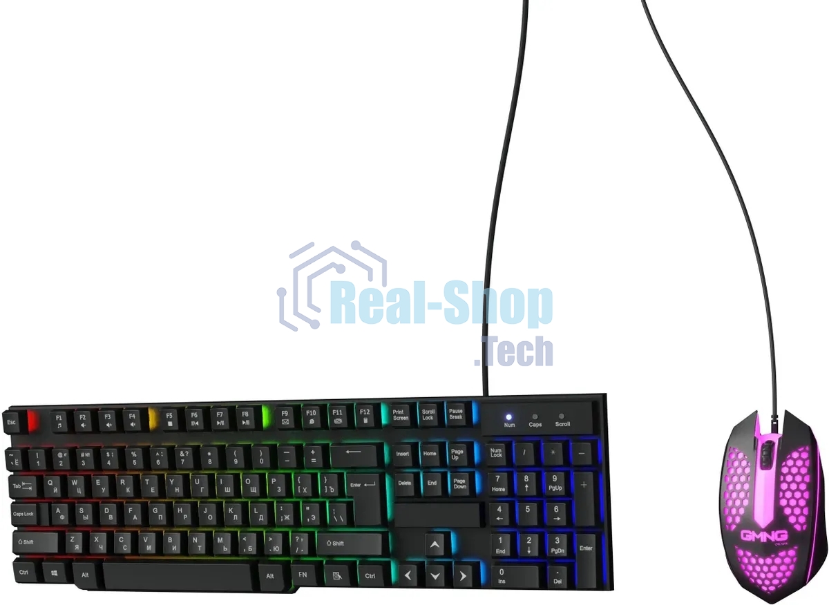 Комплект клавиатура+мышь Oklick 400GMK проводной, USB, 1200 DPI, чёрный