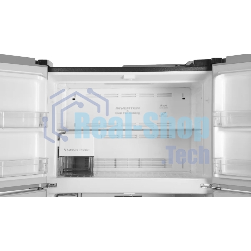 Холодильник Hitachi R-W660PUC7X GS серебристый стекло двухкамерный 396/144л морозилка сверху, No Frost, Side by Side