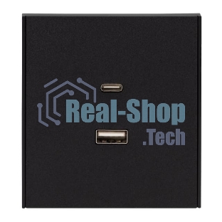 Розетка Kranz STRONG USB-A+Type-C 3А с функцией быстрой зарядки антрацит