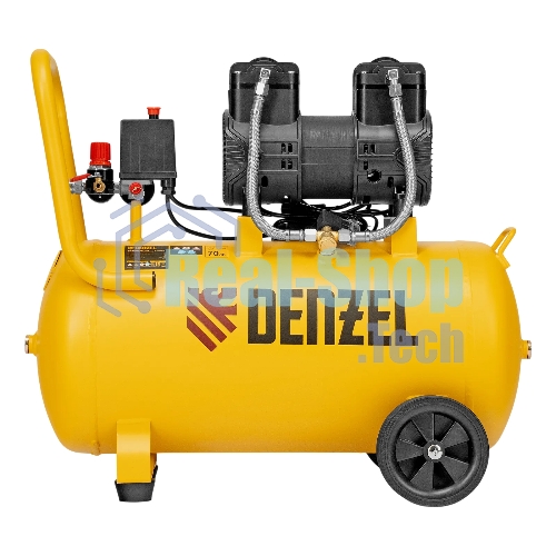 Компрессор безмасляный малошумный Denzel DLP-1500/50, 1,5 кВт, 50 л, 2850 об/мин, 250 л/мин