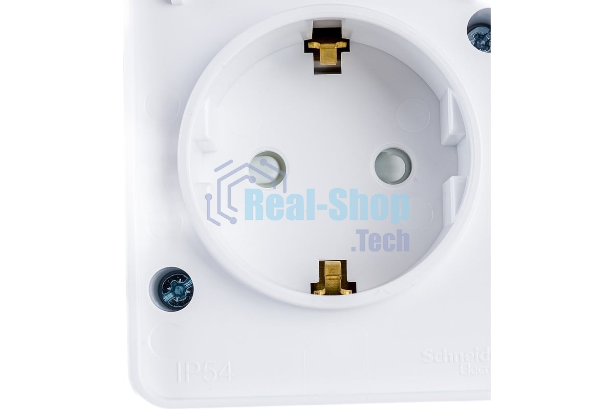 Розетка 1-м ОП AtlasDesign Profi54 16А IP54 250В с заземл. защ. шторки белый SchE ATN540145