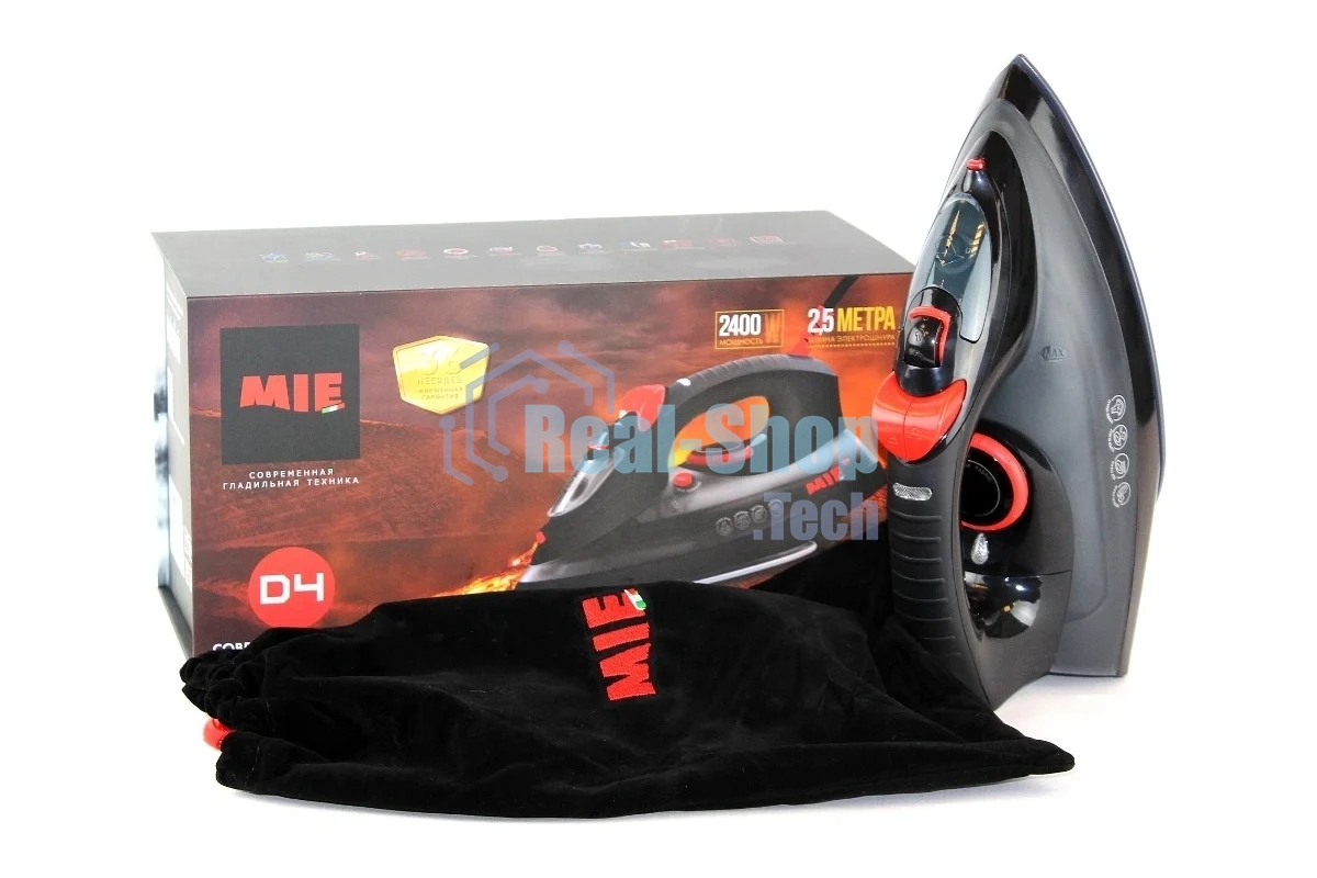 Утюг MIE D4 черный/красный, 2400 Вт, 50 г/мин, 210 г/мин, 320 мл