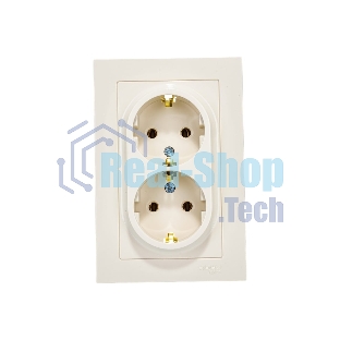 Розетка 2-м AtlasDesign с заземл. 16А в сборе беж. SchE ATN000224