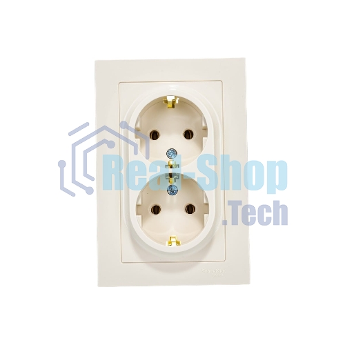 Розетка 2-м AtlasDesign с заземл. 16А в сборе беж. SchE ATN000224