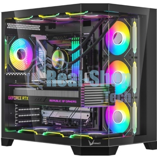 Компьютерный корпус Formula V Line Crystal Z6 Black, ATX, Left & Front & Bevel side Tempered Glass, TYPE-C*1, USB3.0*2