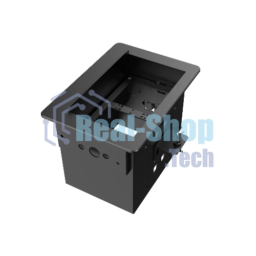 Прямоугольный металлический корпус Wize Pro WRTS-06BOX-B для модульной системы врезного лючка в стол с убирающейся крышкой для установки до 6 модулей-вставок, преустановленная рамка, черный
