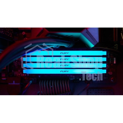 Оперативная память Kingston Fury Beast, DDR4, 32GB (4x8GB), 3200MHz, CL16, DIMM, с радиатором, RGB, черный