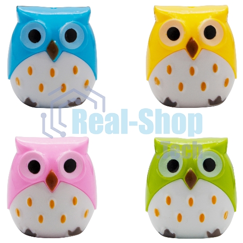 Точилка для карандашей ручная Silwerhof Owl Солнечная коллекция, 2 отверстия, пластик, ассорти, коробка