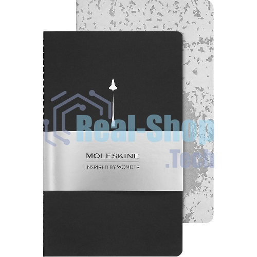 Блокнот Moleskine CAHIER NASA-INSPIRED SKCAHLP7063S2 Large 130х210 мм 120 стр. нелинованный мягкая обложка серебристый/черный Moon (2 шт)