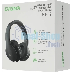 Беспроводные/проводные наушники Digma BT-19 ANC черный, накладные, Bluetooth + проводной, активное шумоподавление, складная конструкция, до 15 ч