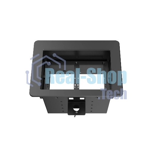 Прямоугольный металлический корпус Wize Pro WRTS-06BOX-B для модульной системы врезного лючка в стол с убирающейся крышкой для установки до 6 модулей-вставок, преустановленная рамка, черный