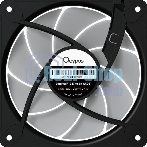 Вентилятор для корпуса Ocypus Gaммa F12 Elite BK ARGB REVERSE BLADE 3 IN 1, 120x120x25мм, 4-PIN PWM, 600-1800 RPM, 26 DBA MAX, HYDRO BEARING