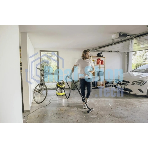 Строительный пылесос Karcher WD 5 S V-25/5/22 желтый, 1100 Вт, уборка сухая/сбор воды, пылесборник мешок/контейнер, 25 л