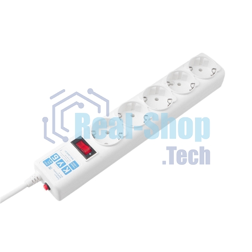 Фильтр-удлинитель, PC 0,5 м 5 р, бел. 10А, SPG-B-0,5M-WHITE