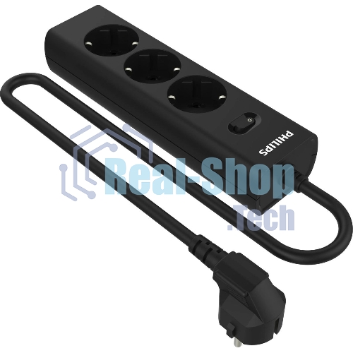 Сетевой фильтр Philips CHP2135BB/51, 3м, 3 розетки, черный