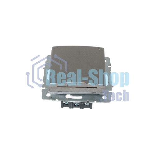 Розетка 1-местная IEK BRITE РСбш10-3-44-БрС с заземлением, с защитными шторками и крышкой, 16А, IP44, сталь
