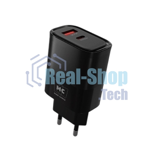 Сетевое зарядное устройство MORE CHOICE (4620202555557) NC81i СЗУ 1USB+1Type-C 3.0A PD 20W+ QC3.0, черный