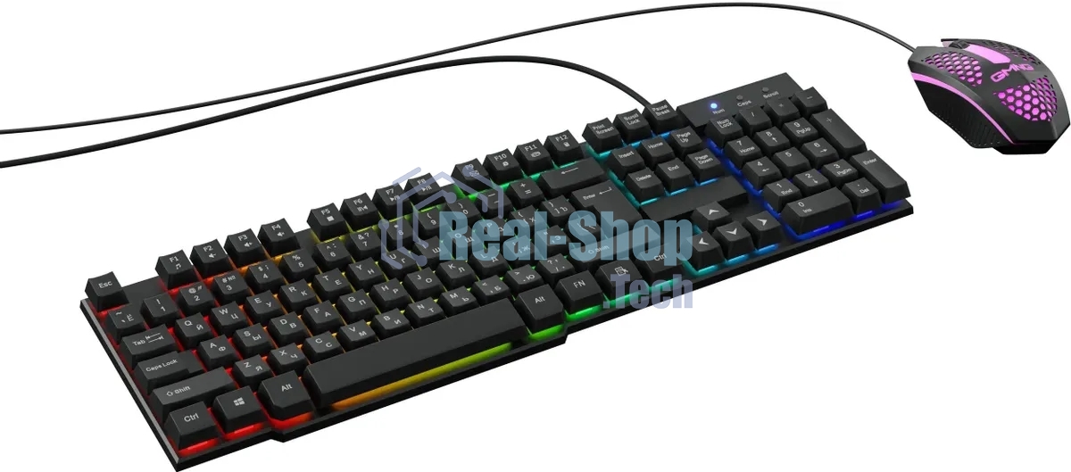 Комплект клавиатура+мышь Oklick 400GMK проводной, USB, 1200 DPI, чёрный