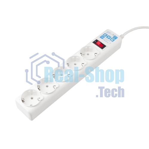 Фильтр-удлинитель, PC 0,5 м 5 р, бел. 10А, SPG-B-0,5M-WHITE