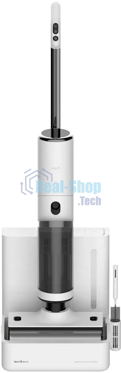 Пылесос вертикальный Deerma DEM-VX910W белый/черный, питание от аккумулятора, 230 Вт, уборка влажная/сухая, пылесборник 0.7 л, работа от АКБ max - 45 мин