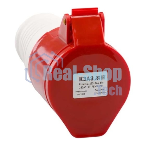 Розетка кабельная 225 32А 380AC 3P+PE+N 6ч IP44 КЭАЗ 222753