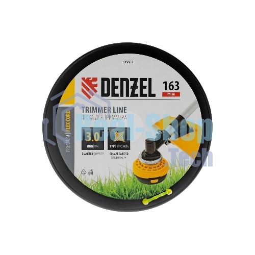 Леска для триммера Denzel витой квадрат, 3,0мм х 163м, на DIN катушке FLEX CORD
