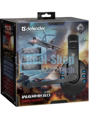 Гарнитура Defender Warhead G-160 чёрный/синий, проводная