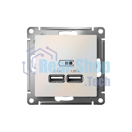 Механизм розетки USB AtlasDesign 5В 1порт х 2.1А 2порта х 1.05А жемчуг SchE ATN000433