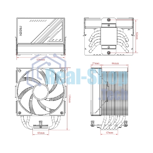 Кулер ID-Cooling Frozn A610 ARGb черный 120мм алюминий/медь 2000rpm 30db 4-pin 250W 155мм