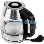 Чайник электрический Centek CT-0018, 1.2л, 1600Вт, стекло, серебристый