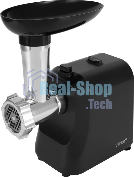 Мясорубка электрическая Vitek VT-MG3600 черный, 1800 Вт, 1.6 кг/мин, реверс, защита от перегрузки, насадки - 4