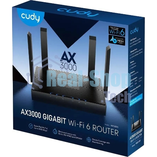 Роутер Cudy WR3000 AX3000 10/100BASE-TX/Wi-Fi черный