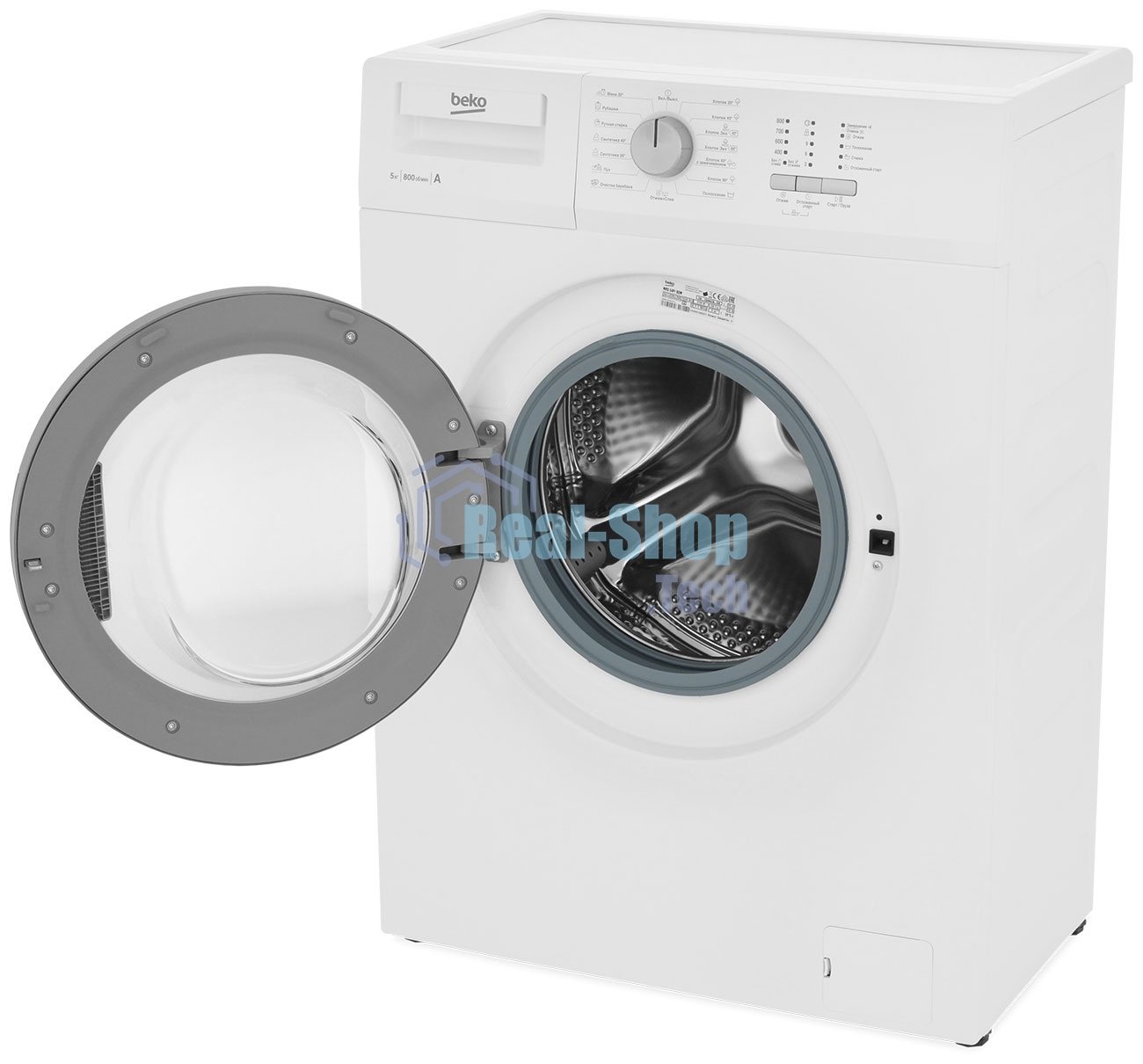 Стиральная машина Beko WRS 54P1 BSW белый, загрузка фронтальная 5 кг, 800 об/мин, класс: A-10%
