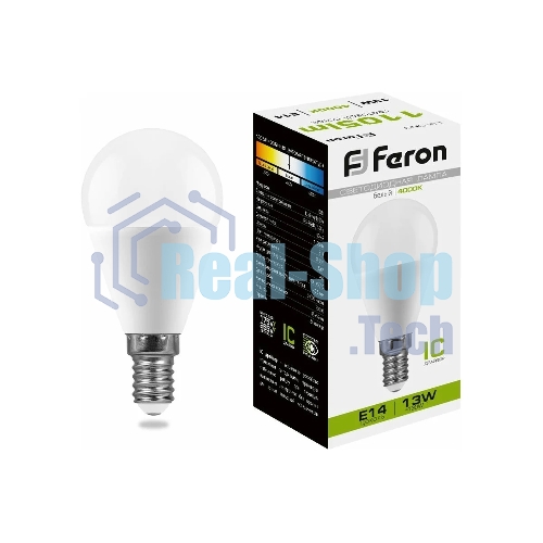 Лампа светодиодная Feron LB-950 13Вт Е14 белый матовый шар