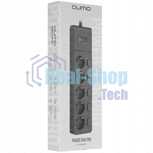 Сетевой фильтр QUMO Power Bar PRO 6SP4U (P-0006), черный