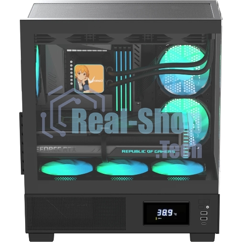 Компьютерный корпус AeroCool/Formula V Line Crystal E1 Black, ATX, TYPE-C*1, USB3.0*2, Switch Display Panel
