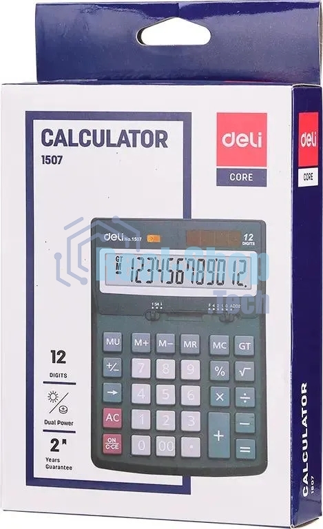 Калькулятор настольный Deli Core E1507 светло-серый 12-разр.