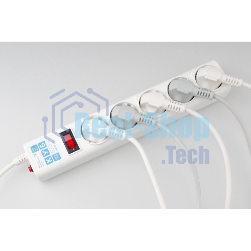 Фильтр-удлинитель, PC 0,5 м 5 р, бел. 10А, SPG-B-0,5M-WHITE
