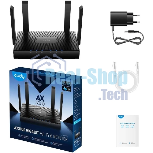 Роутер Cudy WR3000 AX3000 10/100BASE-TX/Wi-Fi черный