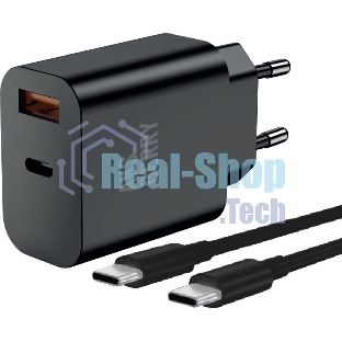 Зарядное устройство Aksberry T43 20W PD + QC3.0 + кабель Type C, черный