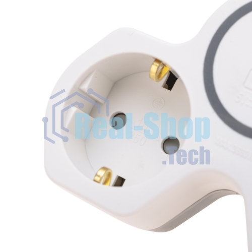Двойник Rexant электрический (разветвитель) 16А с/з + USB-A + USB-C с защитными шторками, белый