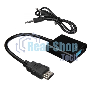 Кабель-адаптер ACD-DAHVF-01B HDMI-VGA, Golden Plated, 19m/15f, черный, 0.2м (742576)