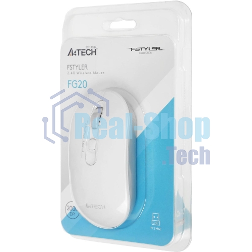 Мышь беспроводная A4Tech Fstyler FG20 белый, 2000 dpi, радиоканал, USB, кнопки - 4